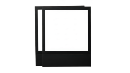 Black square photo frame template on transparent background
