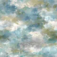 Abstract painting in beige and teal colors