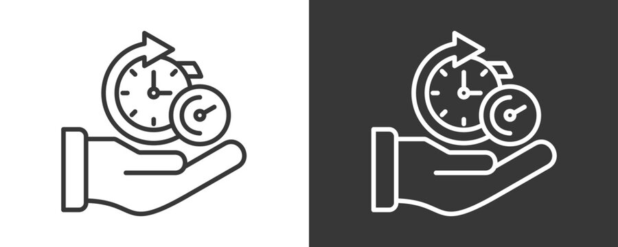 Time Keeping Icon Set Vector Collection Isolated In Black And White