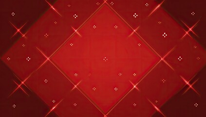 Geometric red abstract art with diamond shape and starburst patterns