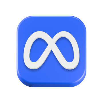 3d rendering icon meta blue button
