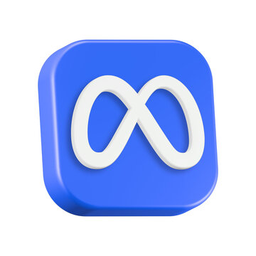 3d rendering icon meta blue button