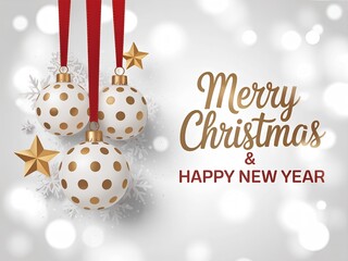 Elegant Christmas wall art with gold ornaments, festive ribbon and snowfall, creating a clean, modern holiday design perfect for seasonal home and office decor