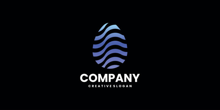 Digital Egg Sign Symbol Gradient Blue Wave Logo Design Template Vector