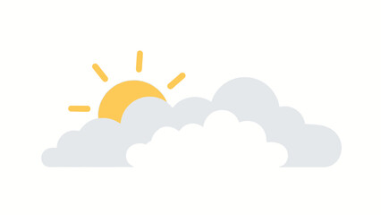 Flat vector illustration of sun partially obscured by clouds, suggesting a partly cloudy or overcast day