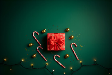 christmas background with red hearts