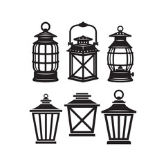 A Collection of Classic Lantern Icons: Varied Shapes, Grilles, and Timeless Nighttime Glow