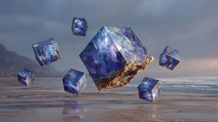 Crystals Floating Above Water.