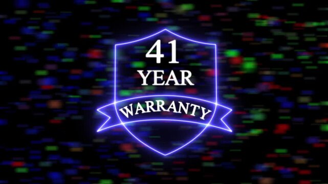 Neon line 41 Years Warranty Shield Emblem 41 Years Warranty, premium product promotion quality Design shield success 41 assurance  background. 