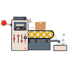 Cartoon Conveyor Belt Machine with package Box