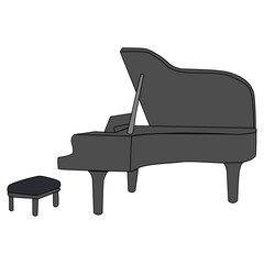 Illustration of a Grand Piano with Stool