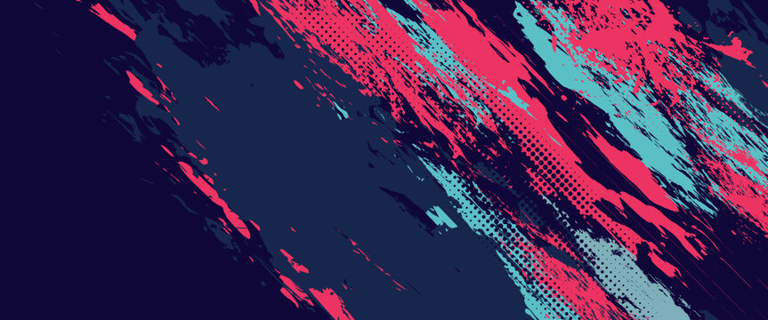 neon background brush game blue pink purple banner abstract paint stain vintage modern car wrap sticker, vector.