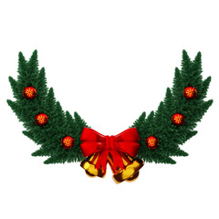 Christmas Garland with Bells and Red Baubles