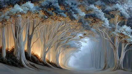 Enchanted Forest Path with Mystical Light.