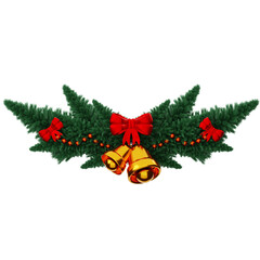 Christmas Garland with Bells and Red Bows