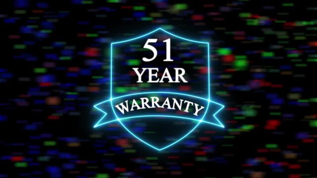 Neon line 51 Years Warranty Shield Emblem 51 Years Warranty, premium product promotion quality Design shield success 51 assurance  background. 