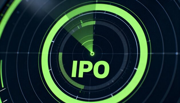 Targeting IPO on digital radar screen concept