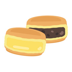 クリームとあんこが入った今川焼き　イラスト