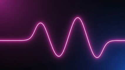 Neon pink glowing sound wave or heartbeat line on dark background.
