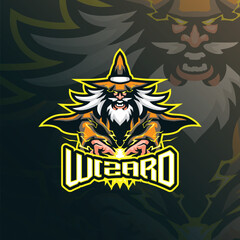 Wizard mascot logo design vector. Wizard illustration for sport and esport team.