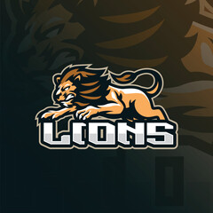 Lion mascot logo design vector. Lion illustration for sport team.