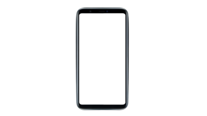 smartphone with blank white screen  on transparent background
