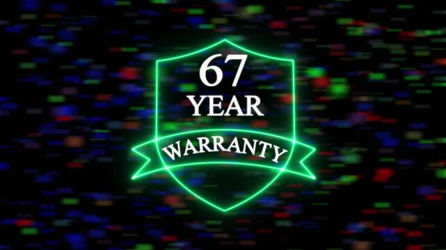 Neon line 67 Years Warranty Shield Emblem 67 Years Warranty, premium product promotion quality Design shield success 67 assurance  background. 
