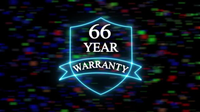 Neon line 66 Years Warranty Shield Emblem 66 Years Warranty, premium product promotion quality Design shield success 66 assurance  background. 