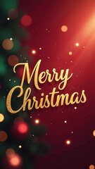 Sparkling Merry Christmas Greeting with Festive Lights and Bokeh Effects, ideal for Holiday Cards and Seasonal Decorations