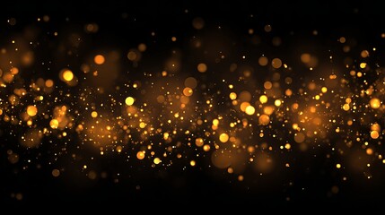 Naklejka premium Golden dust bokeh glow with sparkling light particles on transparent background