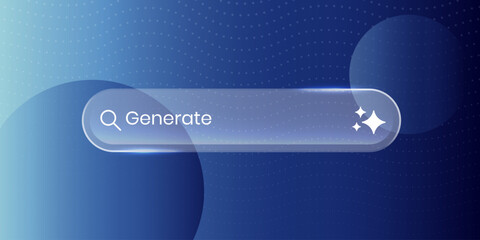 Modern generative AI liquid glass button element with generate symbol. Arificial intelligence user interface element for ui ux design.