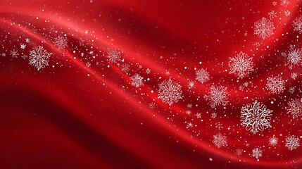 Red christmas background with snowflakes and festive winter glow