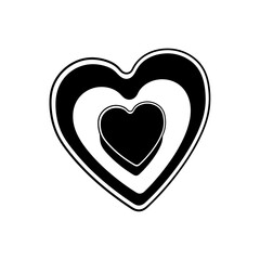 Nested heart silhouette vector icon representing love affection and romantic feelings isolated on white background