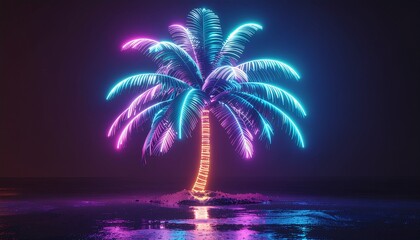 palm tree and fireworks