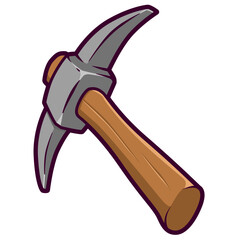 mining axe cartoon sticker illustration