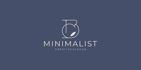 Elegant Minimalist BC Letter Logo with Natural Plant Symbols Template Design