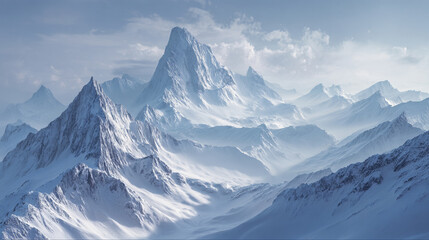mountains in the snow. winter landscape scene