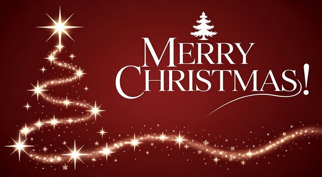Merry Christmas Sparkling Tree and Festive Greeting
