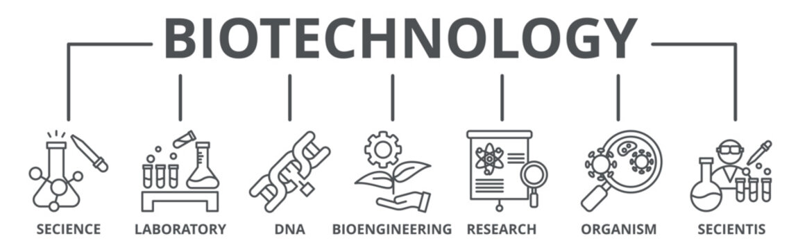 Biotechnology banner web icon vector illustration concept
