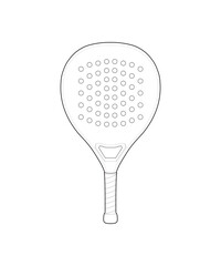 Padel racket outline vector for sport equipment, game accessories, training design, and athletic icons.