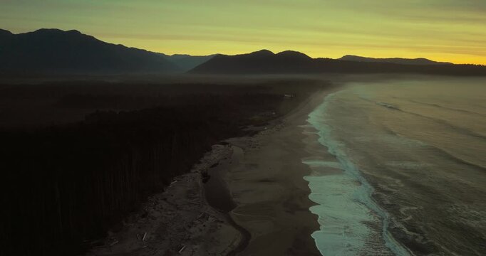 Sunset at Maori Beach, Bruce Bay, New Zealand with serene ocean views