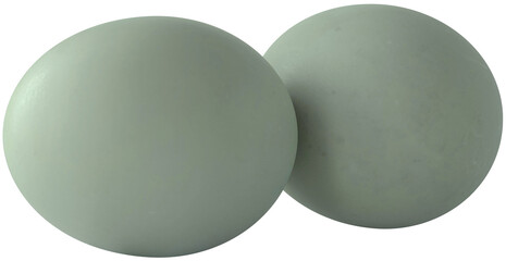 Close-up of a Pair of Whole Salted Duck Eggs with Pale Blue Shells Isolated in Transparent Background