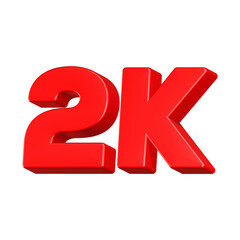 3d rendering icon 2k followers red color