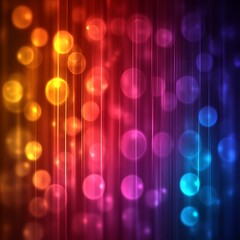 Vibrant bokeh lights with rainbow hues and vertical streaks