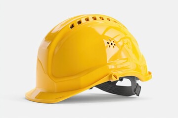 Yellow hard hat safety helmet isolated on a translucent background for construction and safety purposes in various work environments