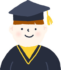 졸업 가운 입고 학사모 쓴 남학생 일러스트