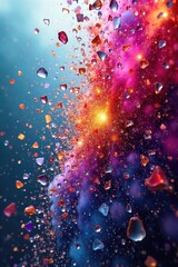 Vibrant, shattered glass explodes in a kaleidoscope of color, a dramatic display of destruction and beauty Perfect for abstract, artistic, or chaotic projects , intense color, broken