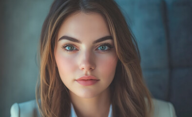 Fototapeta premium Portrait of a young executive woman in formal attire, representing confidence, professionalism, and modern business leadership, Modern Corporate Leadership.