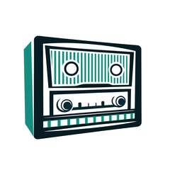 Retro Radio Vector Icon, Teal and Black