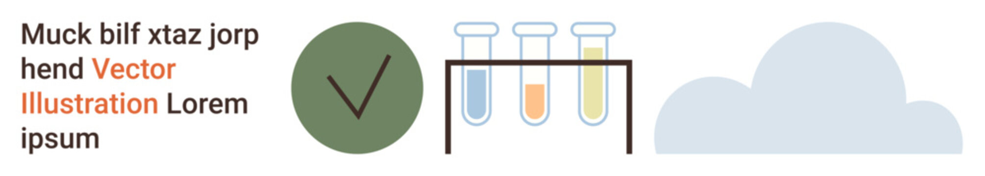 Science, technology, data security, cloud computing, research, validation. Test tubes, checkmark and cloud graphic. Data security and cloud computing concepts for modern solutions